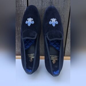 Black and Blue Embroidered Loafers